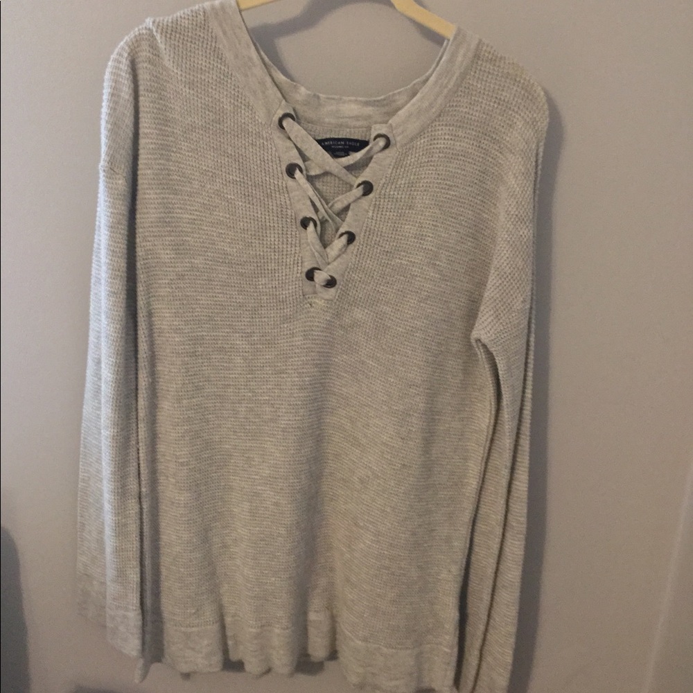 American Eagle v-neck criss cross sweater
